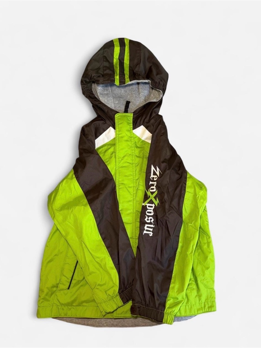 Vintage Y2K ZeroXposur Ski Jacket Boys L 7 Neon Green Faux Fur Hood Skater
